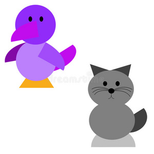 猫和鸟的插图