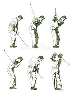 分阶段显示的高尔夫球员示意图图片