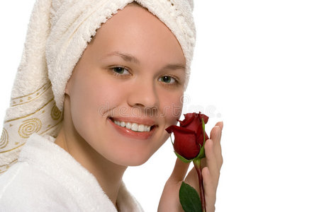 洗澡后戴毛巾的美女图片