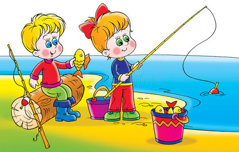 钓鱼绘画图片