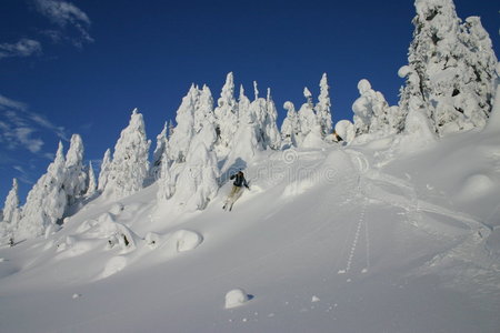 在雪地里跳