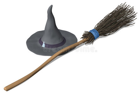女巫帽和扫帚图片