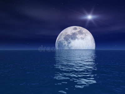 升起,天空波涛汹涌湖边夜空繁星云月热带海洋月夜天空圣诞夜家人在旁