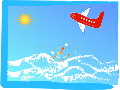 假期 太阳 飞机 运输 飞行 航班 乐趣 儿童 爱好 插图