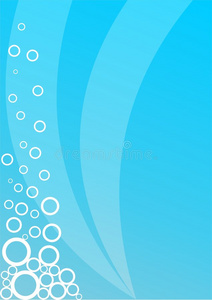 蓝色水中的气泡插图