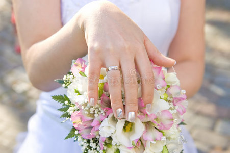 新娘戴戒指的手