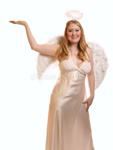 天使女神微笑着举起手图片