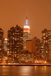 纽约曼哈顿市中心夜光天际线