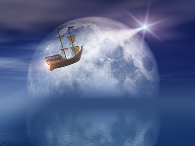 月亮星光船照片