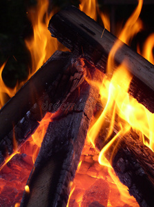 缠绕在木头周围的火焰