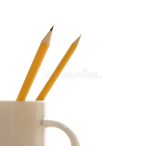 咖啡杯里的铅笔。