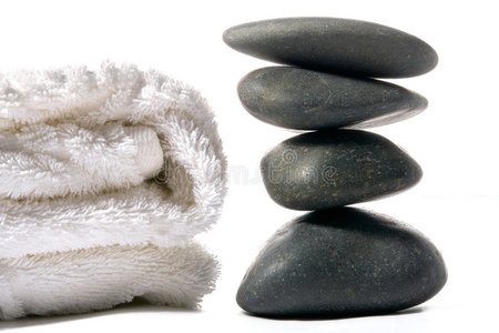 水疗石和毛巾