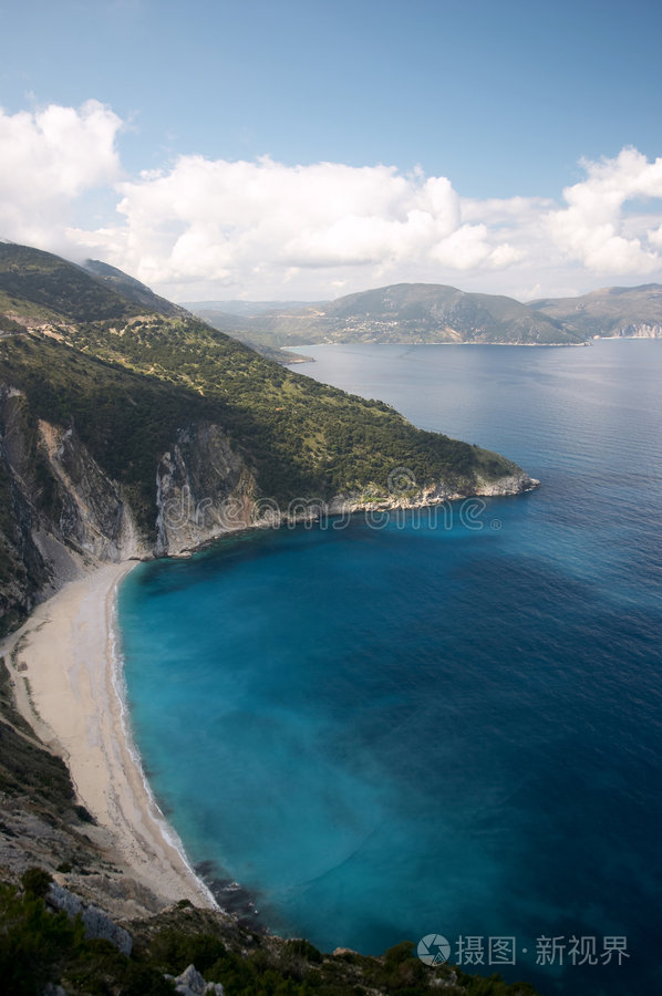 头影海区的myrtos海滩