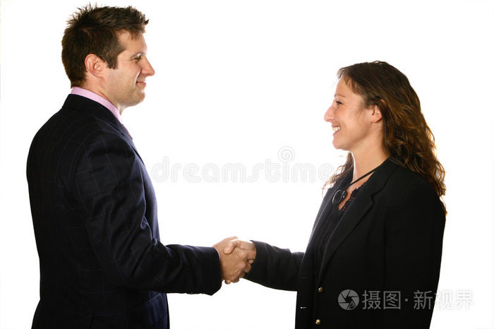 握手的男人和女人