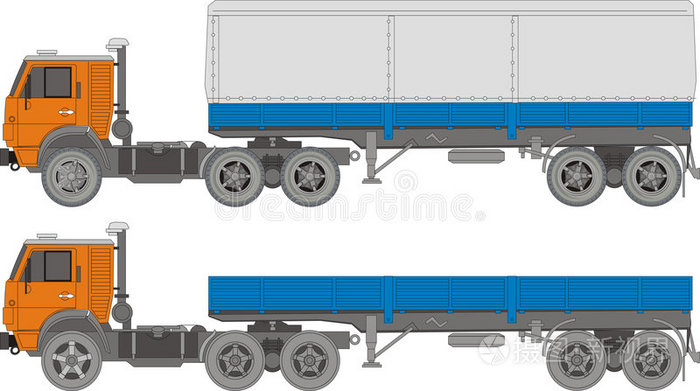 矢量货物半挂车