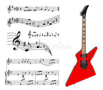 红色吉他与音乐