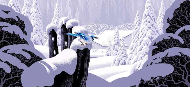 鸦篱笆和蓝松鸦照片