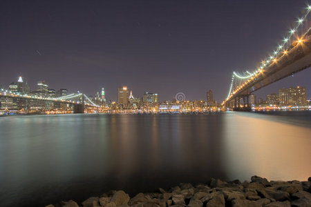 夜幕下的纽约桥图片