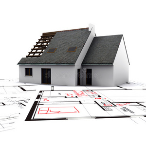 房子红色有红色c的蓝图的房子照片