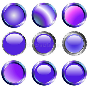 9个紫色网络按钮