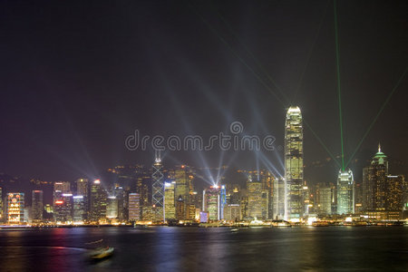 夜晚的香港天际线