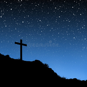 星空下的十字架照片