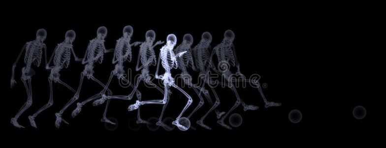足球运动人体骨骼的x光分析照片