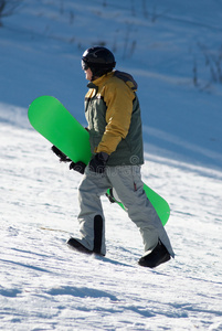 滑雪道上的滑雪板运动员