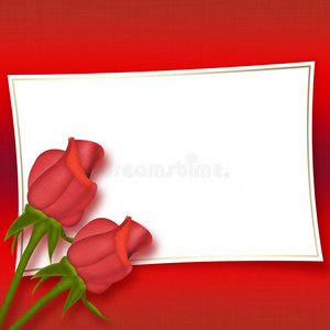 卡片上有美丽的红玫瑰