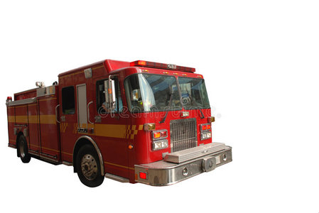 白色隔离消防车照片