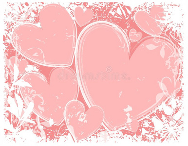 粉色心形白色咕噜背景照片