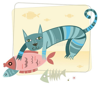 可爱的鱼猫抱男孩的宠物猫猫和鱼女医抱猫狗和猫在一起.