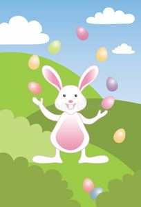 复活节兔子玩杂耍蛋