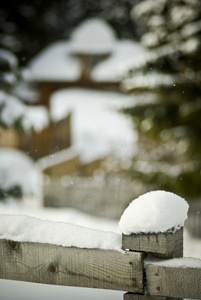 冬季篱笆上的雪图片