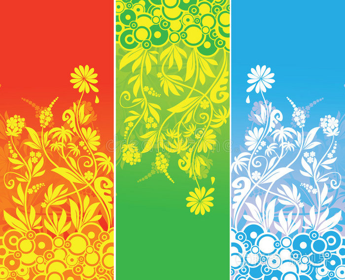 弗洛拉旗帜三色插画