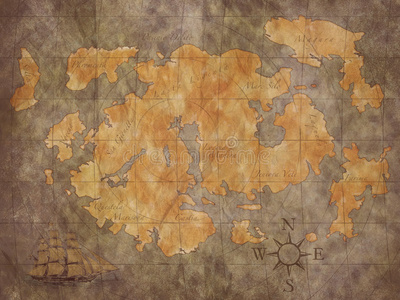 背景古董藏宝图及手稿笔海盗藏宝图旧藏宝图藏宝图套件藏宝图桌上的