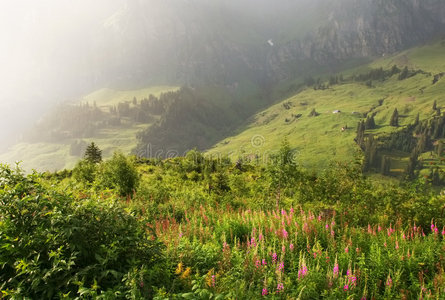 瑞士高山雨景