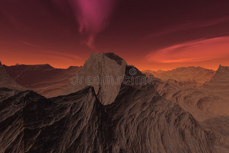火星红天沙漠景观