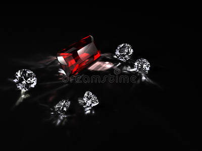 钻石和一颗红宝石