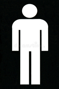 男厕所白色背景上的黑白厕所洗手间标志手指推按钮和冲水马桶女厕所