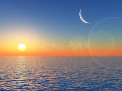 明月海上日出照片