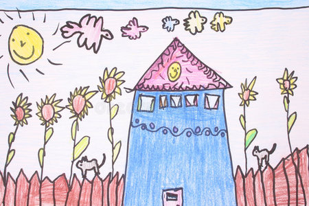 ps晴天素材晴天-蜡笔画照片