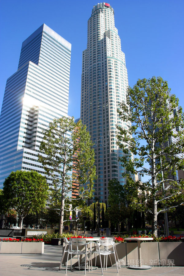 威利斯大厦芝加哥建筑洛杉矶市中心潘兴广场棕榈树市中心洛杉矶天际线