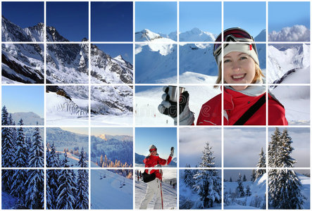 瑞士阿尔卑斯山拼贴画图片