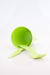 塑料绿色餐具