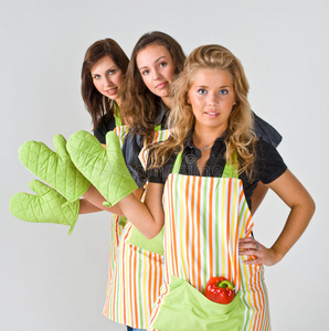 三位女厨师问候图片