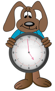 卡通牵狗钟照片