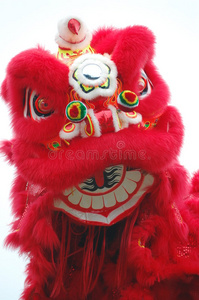 贺卡与舞狮, 红龙字舞狮舞狮线条风格可爱的中国设计与舞狮和灯