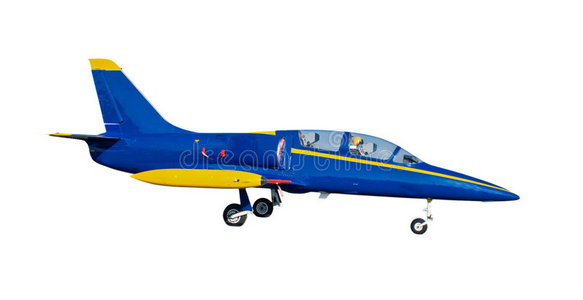 蓝黄相间的喷气式飞机图片