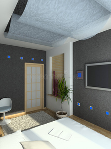 卧室现代室内3d渲染